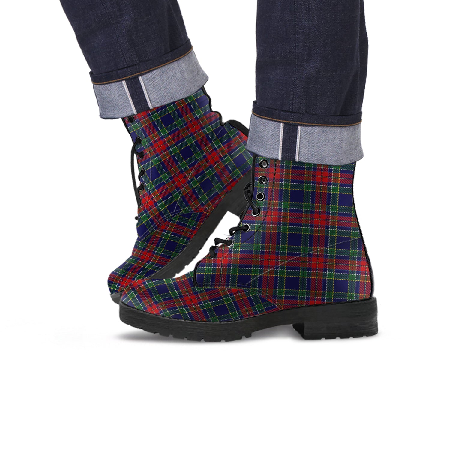 Allison Red Tartan Leather Boots - Tartanvibesclothing