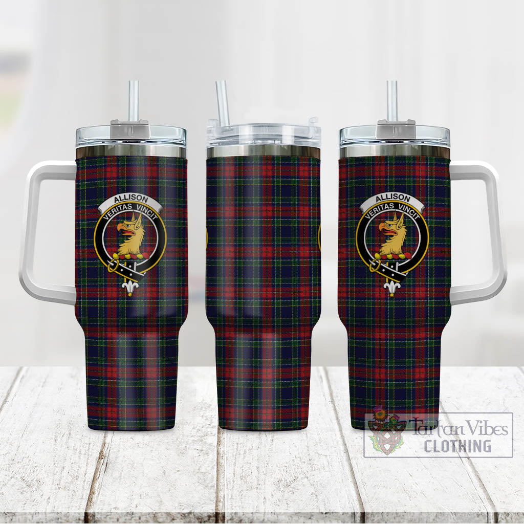 Tartan Vibes Clothing Allison Red Tartan and Family Crest Tumbler with Handle