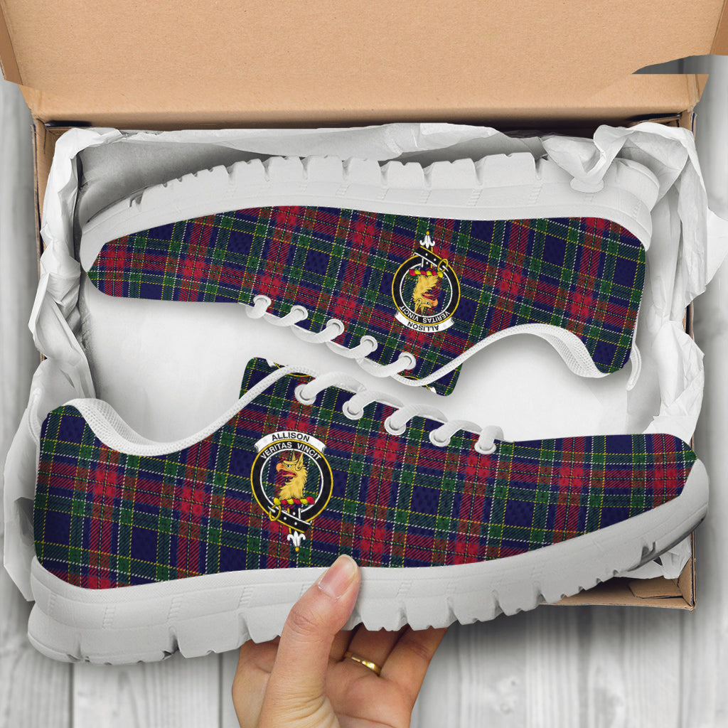 Allison Red Tartan Sneakers with Family Crest - Tartan Vibes Clothing