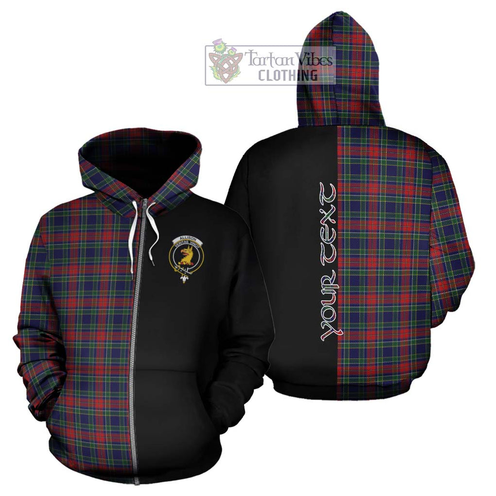 Allison Red Tartan Hoodie with Family Crest and Half Of Me Style - Tartanvibesclothing Shop