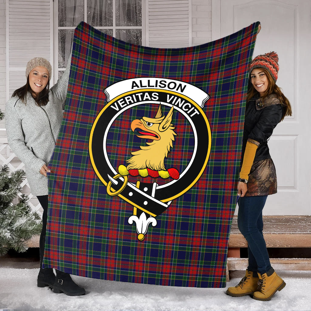 Allison Red Tartan Blanket with Family Crest - Tartan Vibes Clothing