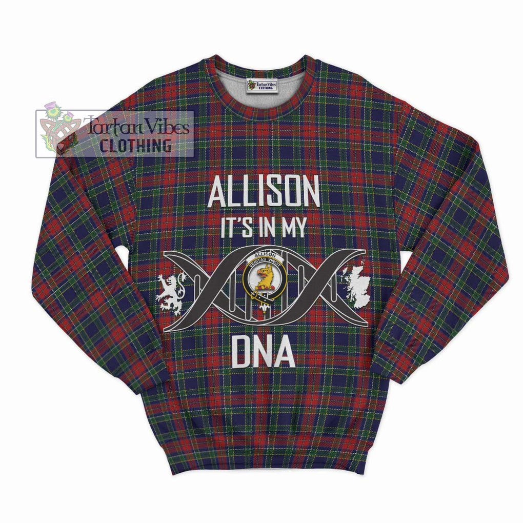 Allison Red Tartan Sweatshirt with Family Crest DNA In Me Style - Tartanvibesclothing Shop