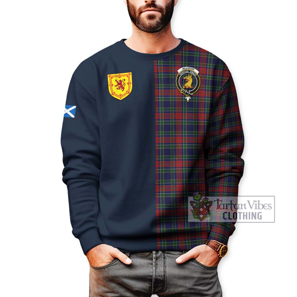 Tartan Vibes Clothing Allison Red Tartan Sweatshirt with Scottish Lion Royal Arm Half Style