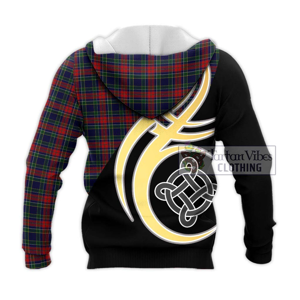 Allison Red Tartan Knitted Hoodie with Family Crest and Celtic Symbol Style - Tartan Vibes Clothing