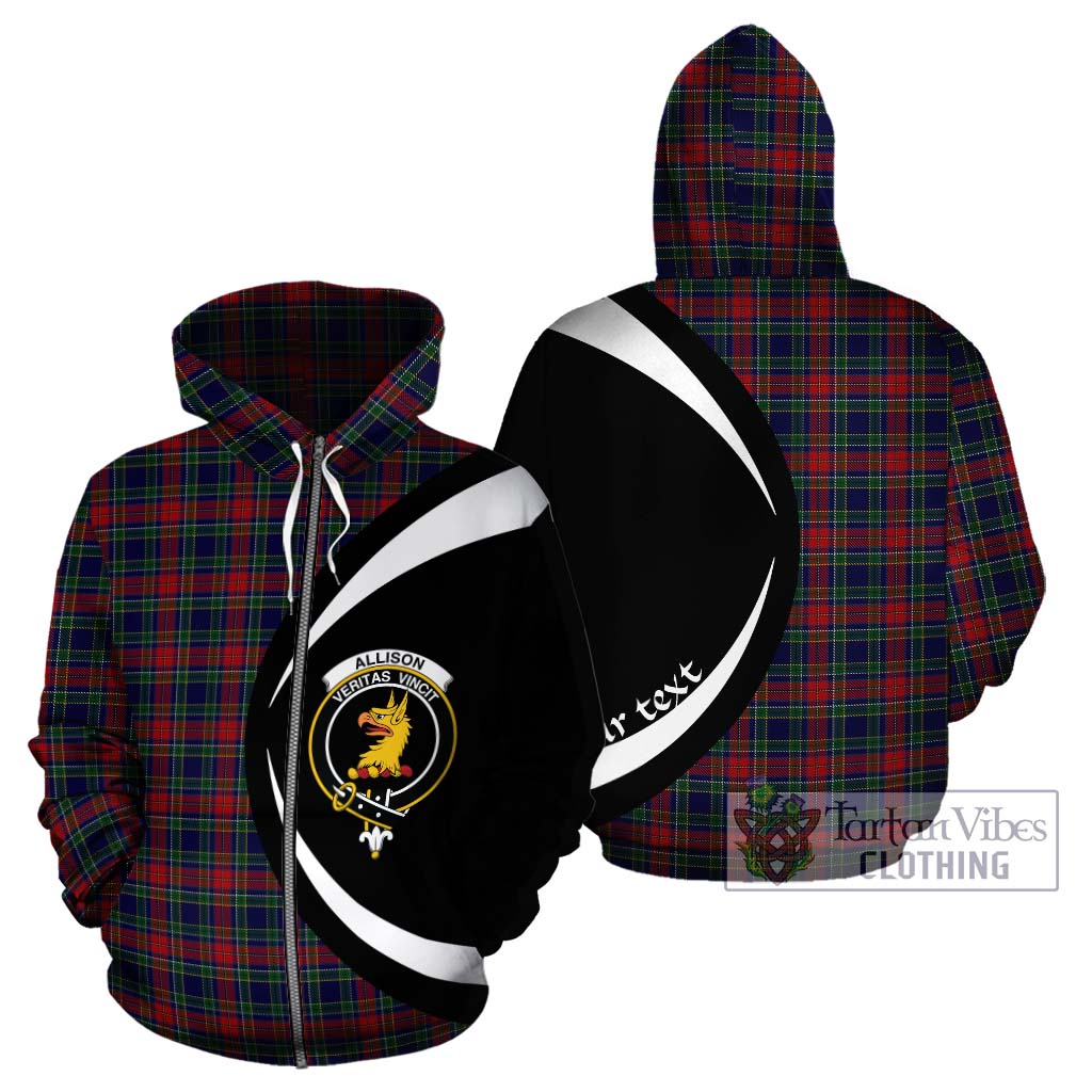 Tartan Vibes Clothing Allison Red Tartan Hoodie with Family Crest Circle Style