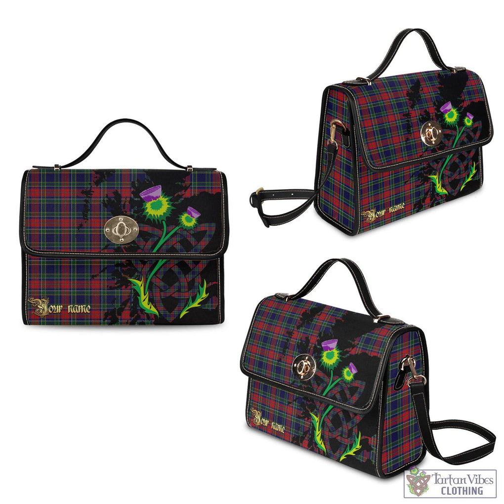 Tartan Vibes Clothing Allison Red Tartan Waterproof Canvas Bag with Scotland Map and Thistle Celtic Accents