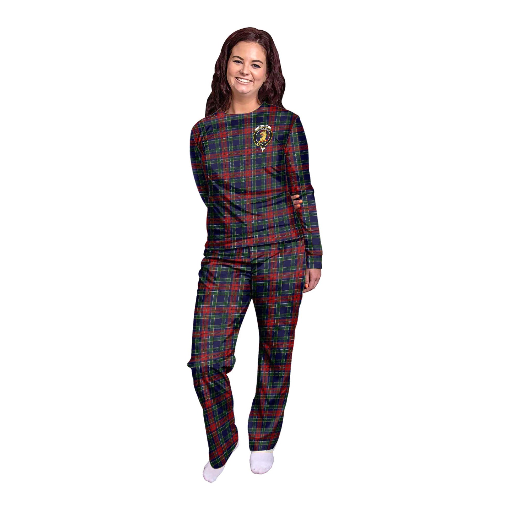 Allison Red Tartan Pajamas Family Set with Family Crest - Tartan Vibes Clothing