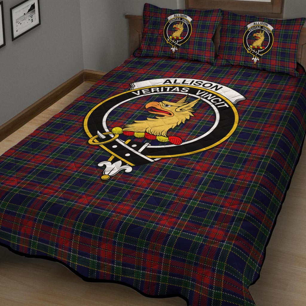 Allison Red Tartan Quilt Bed Set with Family Crest - Tartan Vibes Clothing