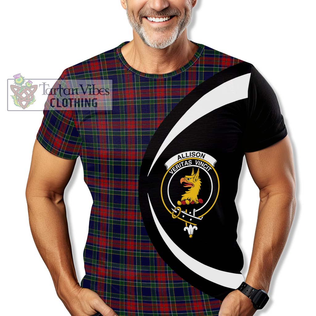 Tartan Vibes Clothing Allison Red Tartan T-Shirt with Family Crest Circle Style