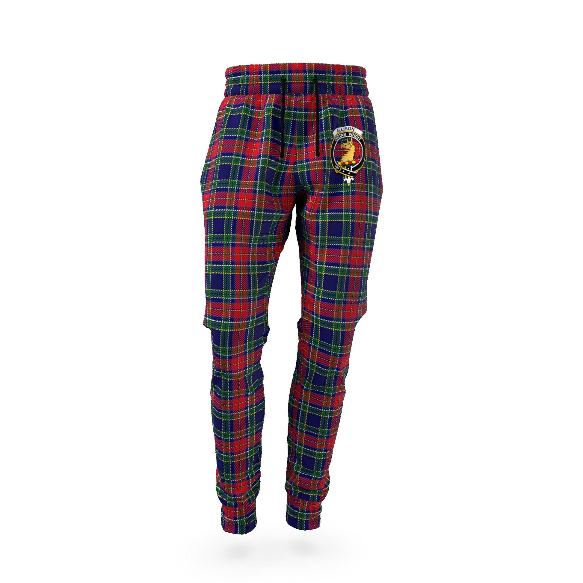 Allison Red Tartan Joggers Pants with Family Crest - Tartan Vibes Clothing