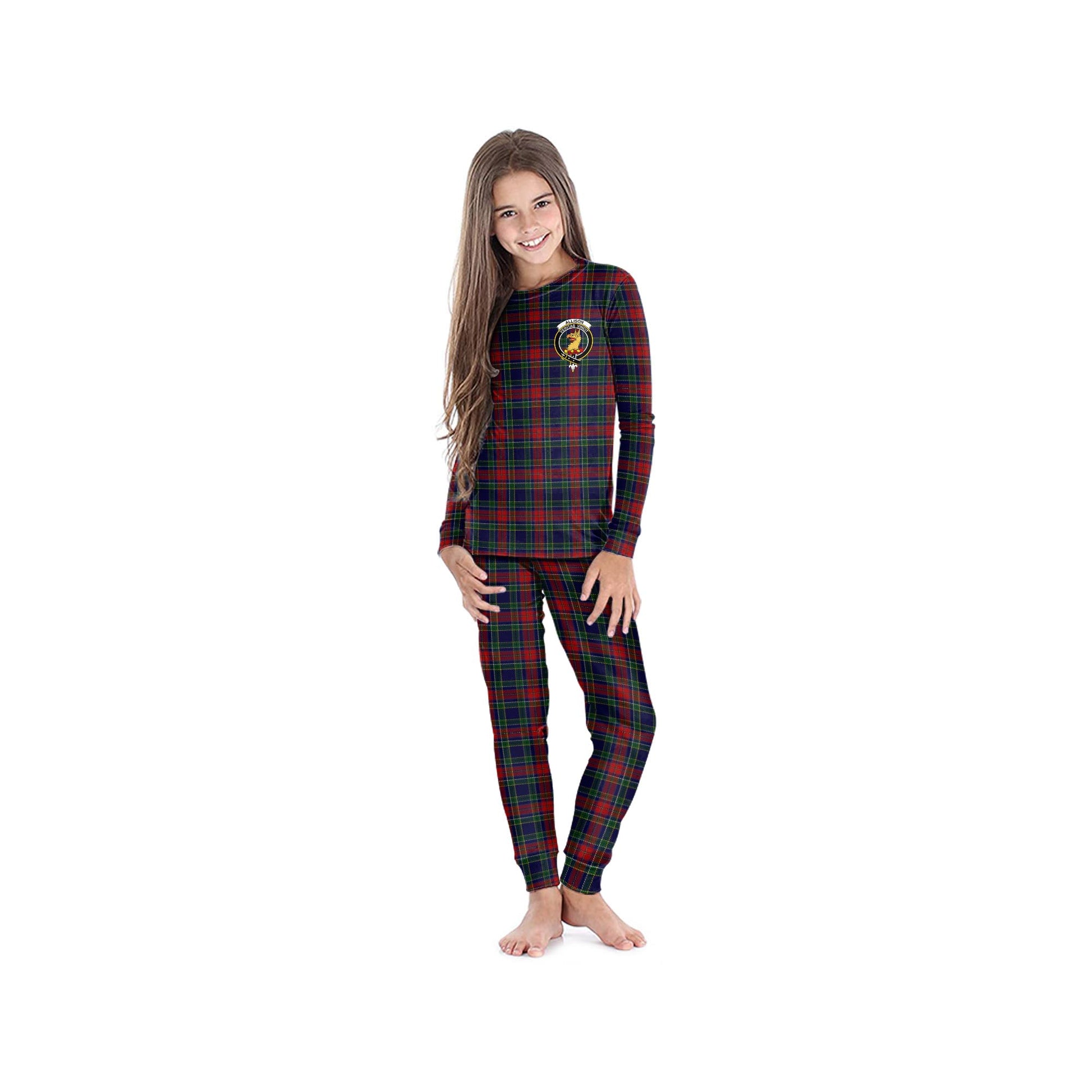 Allison Red Tartan Pajamas Family Set with Family Crest - Tartan Vibes Clothing