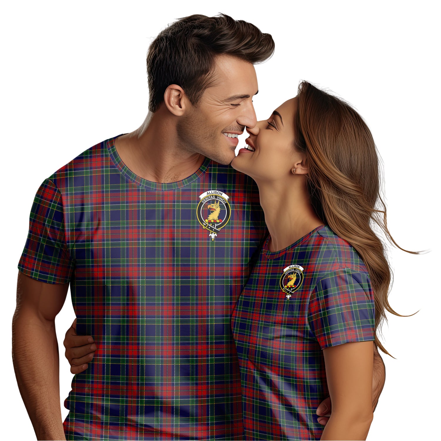 Allison Red Tartan T-Shirt with Family Crest - Tartan Vibes Clothing