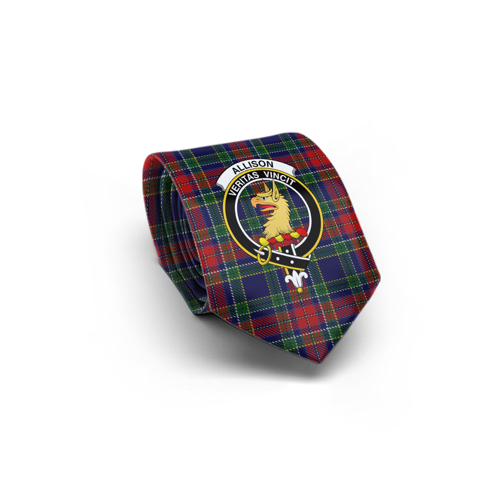 Allison Red Tartan Classic Necktie with Family Crest - Tartan Vibes Clothing