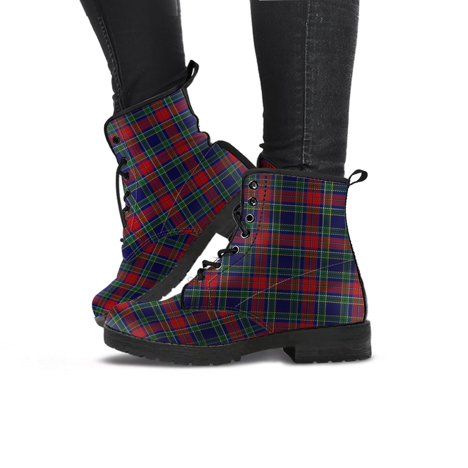 Allison Red Tartan Leather Boots - Tartanvibesclothing