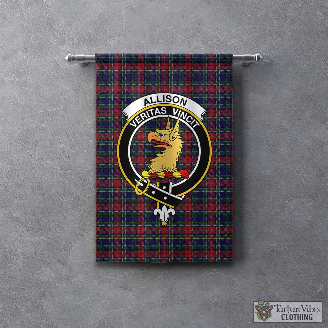 Tartan Vibes Clothing Allison Red Tartan Gonfalon, Tartan Banner with Family Crest