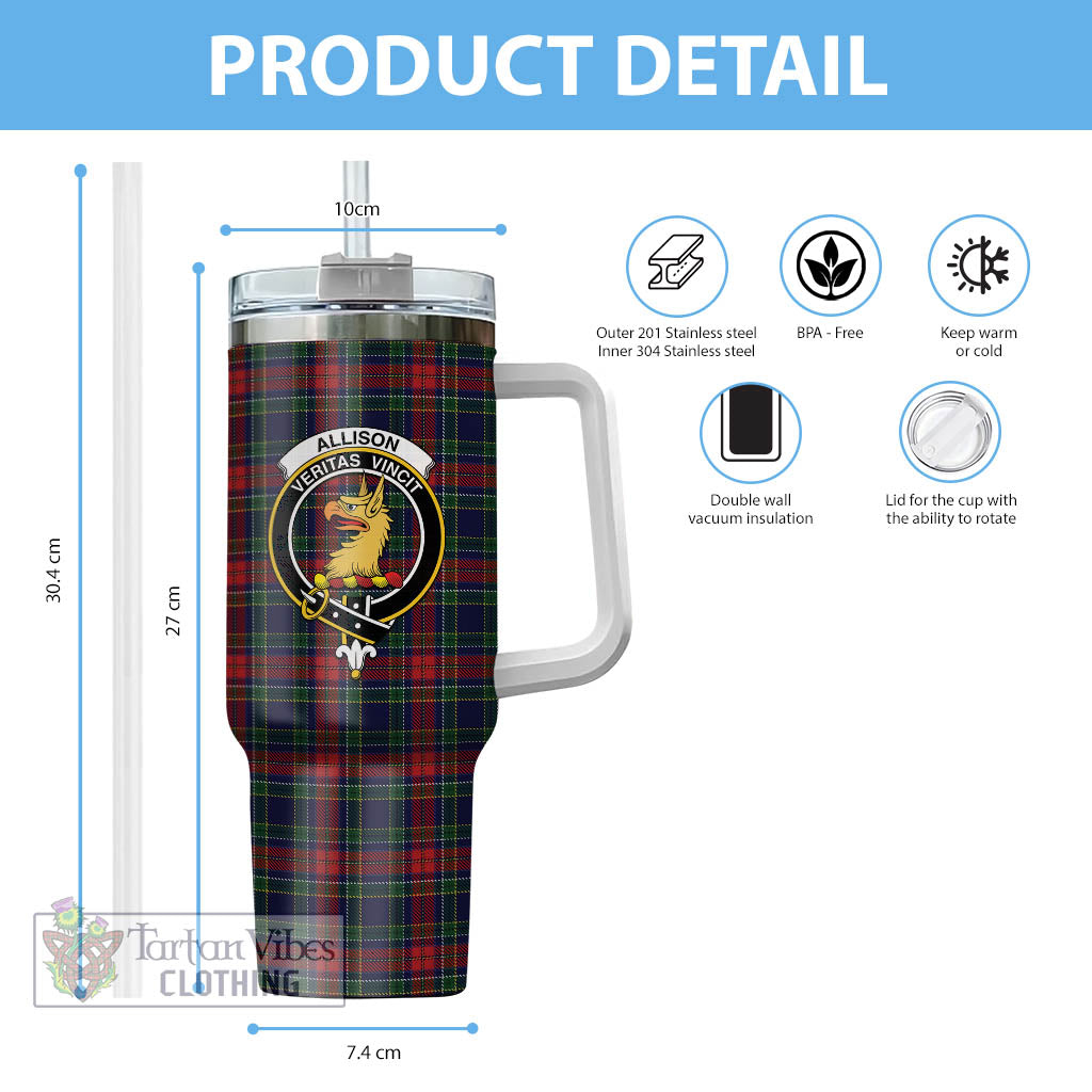 Tartan Vibes Clothing Allison Red Tartan and Family Crest Tumbler with Handle