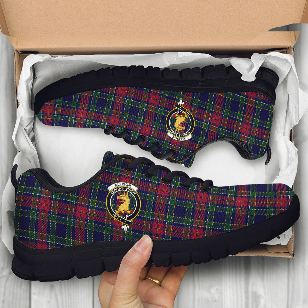 Allison Red Tartan Sneakers with Family Crest - Tartan Vibes Clothing