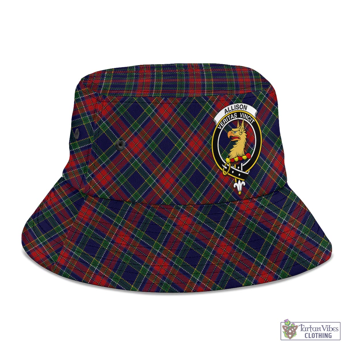 Tartan Vibes Clothing Allison Red Tartan Bucket Hat with Family Crest