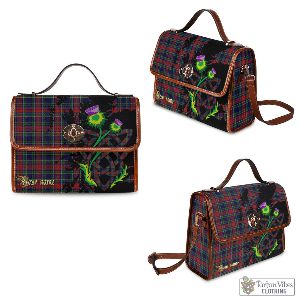 Tartan Vibes Clothing Allison Red Tartan Waterproof Canvas Bag with Scotland Map and Thistle Celtic Accents