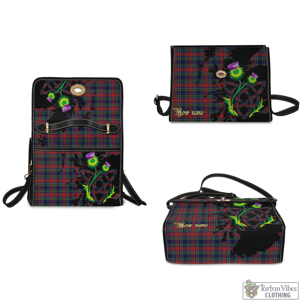 Tartan Vibes Clothing Allison Red Tartan Waterproof Canvas Bag with Scotland Map and Thistle Celtic Accents