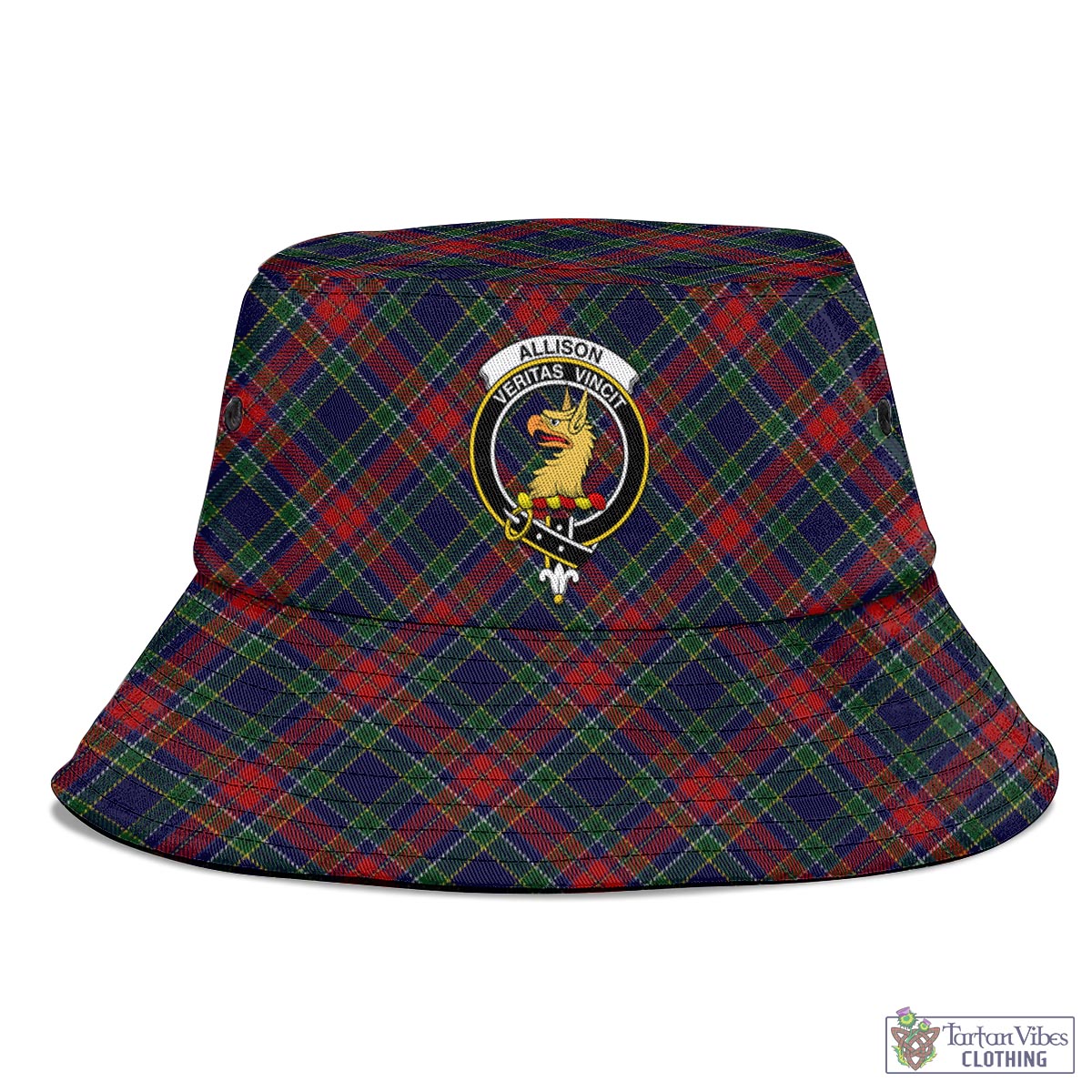 Tartan Vibes Clothing Allison Red Tartan Bucket Hat with Family Crest