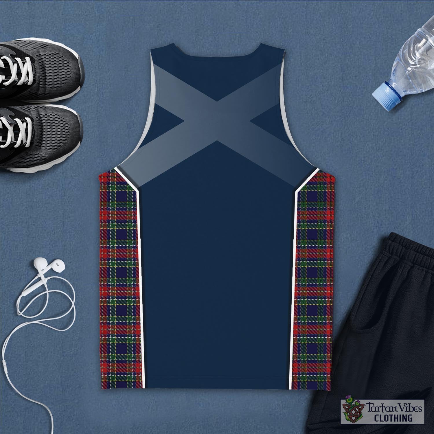 Tartan Vibes Clothing Allison Red Tartan Men's Tanks Top with Family Crest and Scottish Thistle Vibes Sport Style