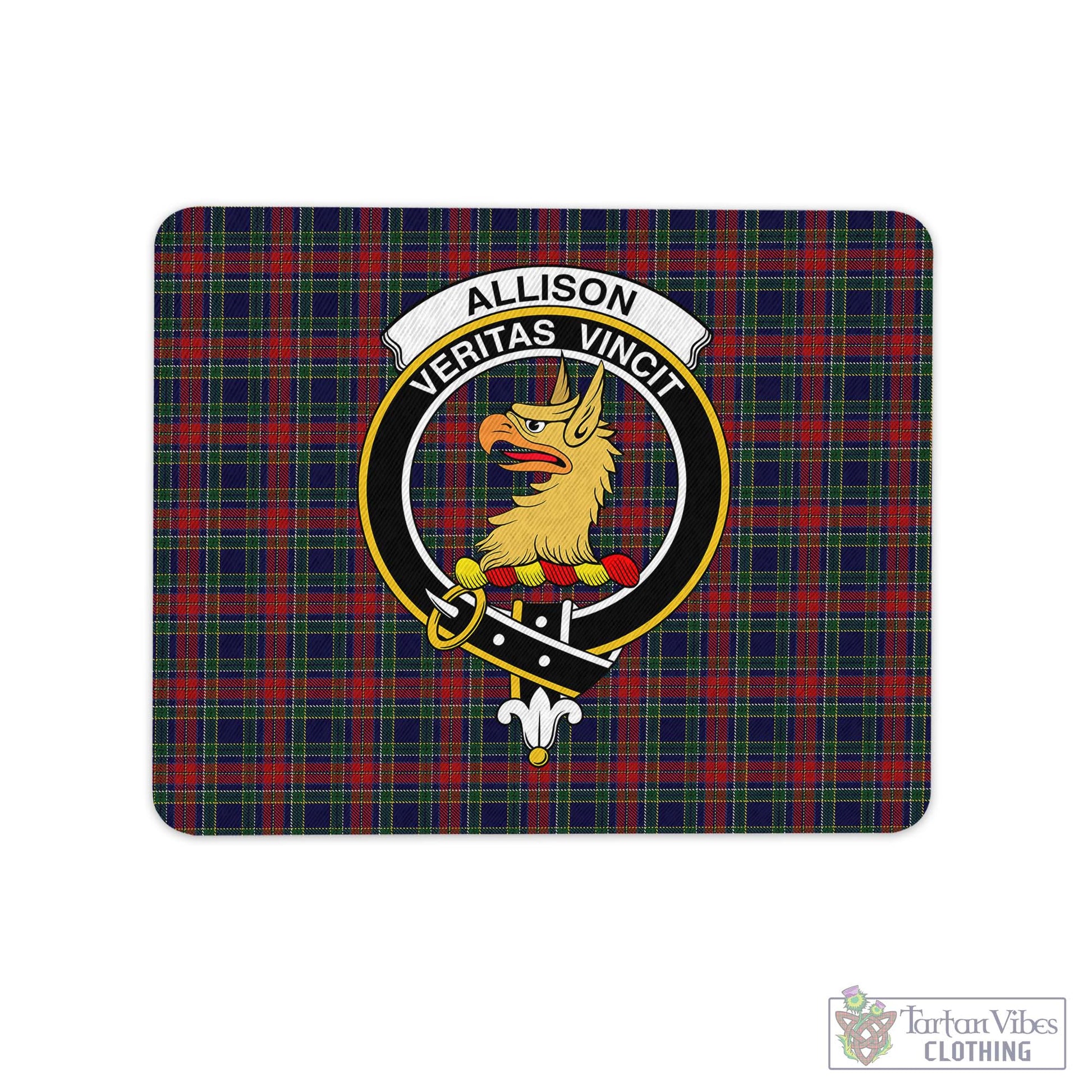 Tartan Vibes Clothing Allison Red Tartan Mouse Pad with Family Crest