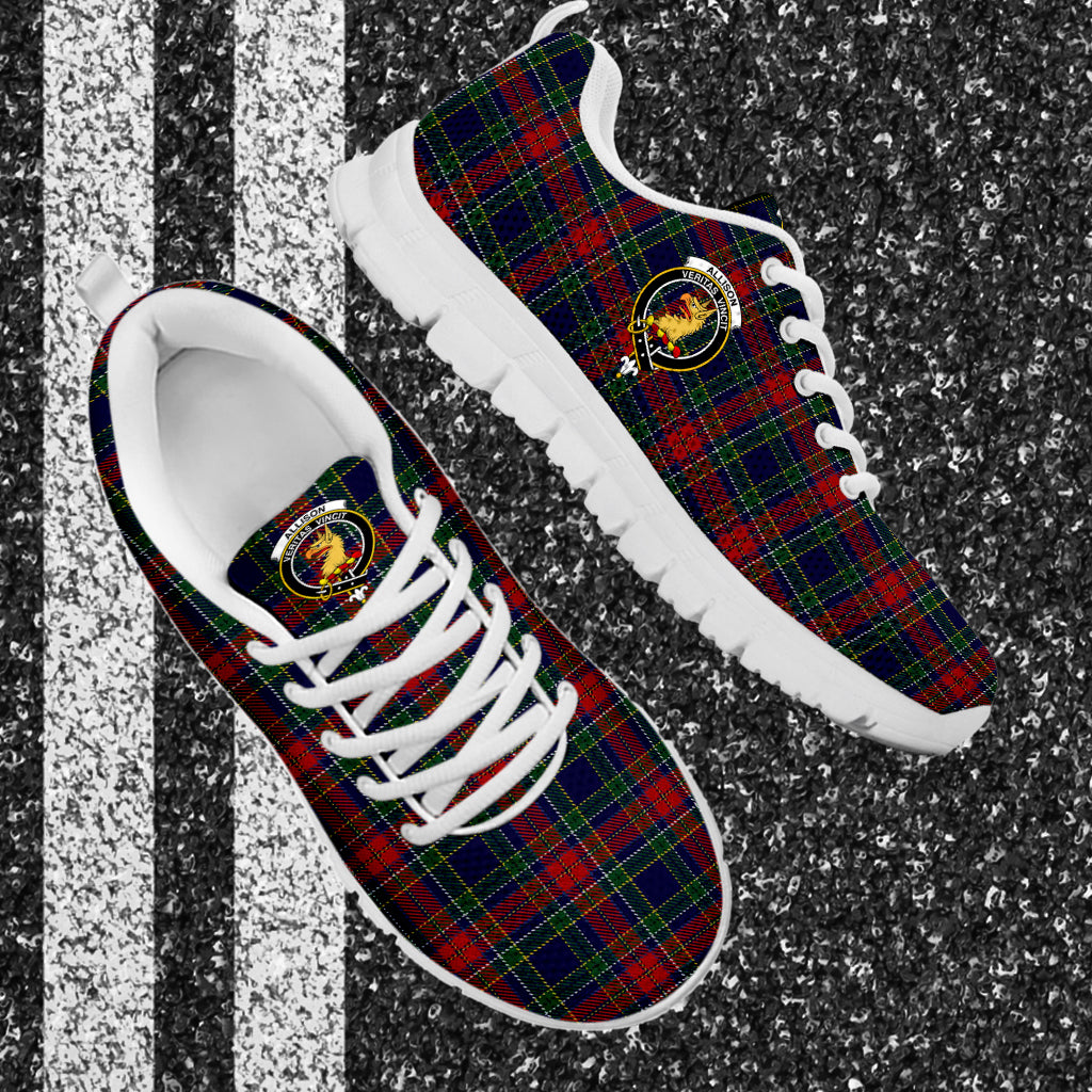 Allison Red Tartan Sneakers with Family Crest - Tartan Vibes Clothing