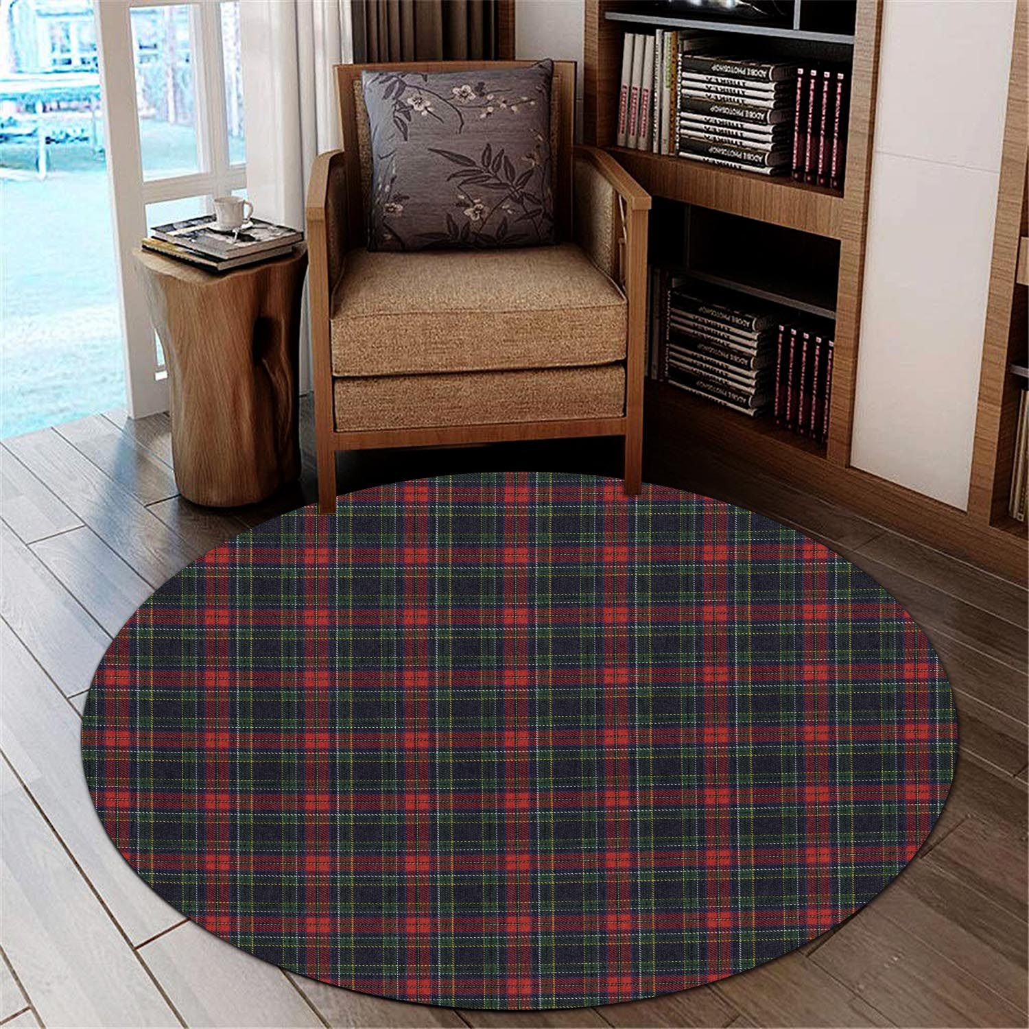 Allison Red Tartan Round Rug - Tartanvibesclothing