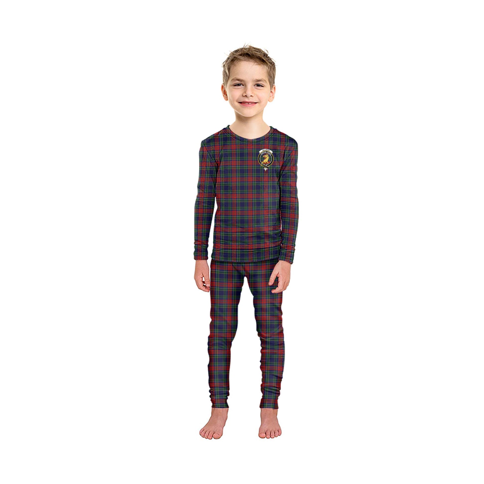 Allison Red Tartan Pajamas Family Set with Family Crest - Tartan Vibes Clothing