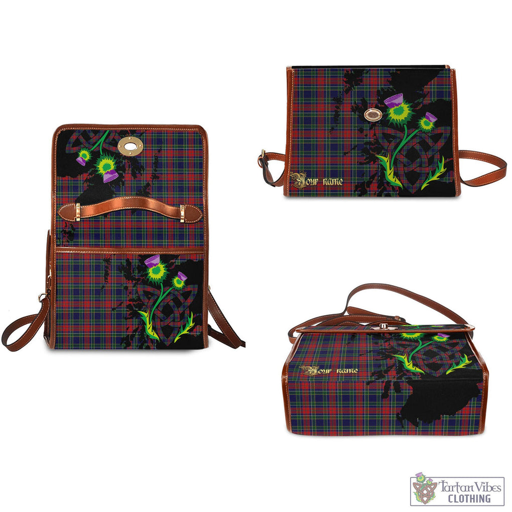 Tartan Vibes Clothing Allison Red Tartan Waterproof Canvas Bag with Scotland Map and Thistle Celtic Accents