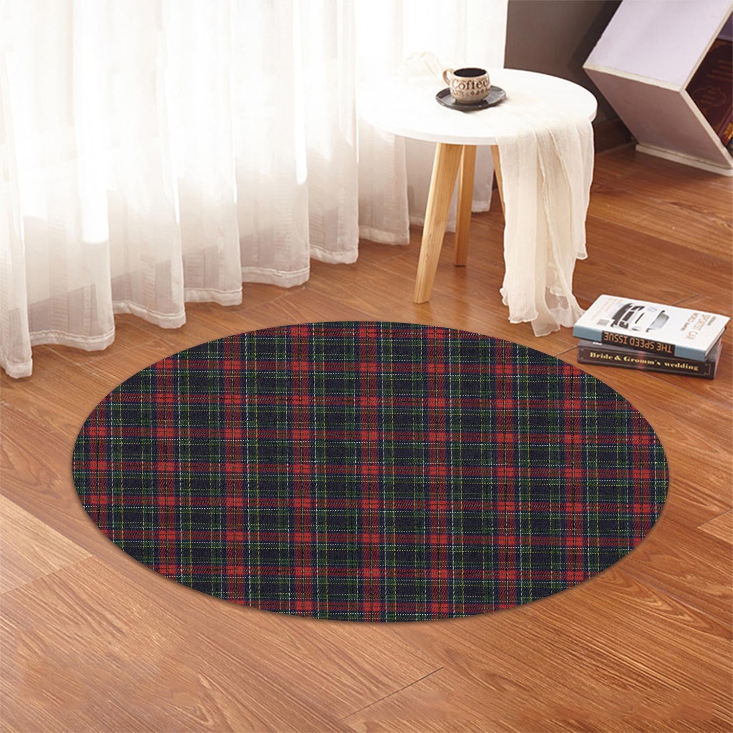 Allison Red Tartan Round Rug - Tartanvibesclothing