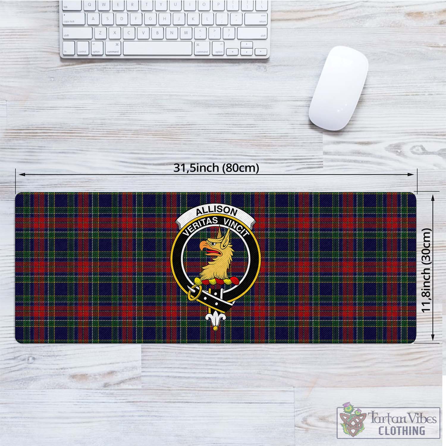 Tartan Vibes Clothing Allison Red Tartan Mouse Pad with Family Crest