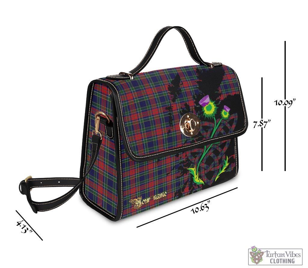 Tartan Vibes Clothing Allison Red Tartan Waterproof Canvas Bag with Scotland Map and Thistle Celtic Accents