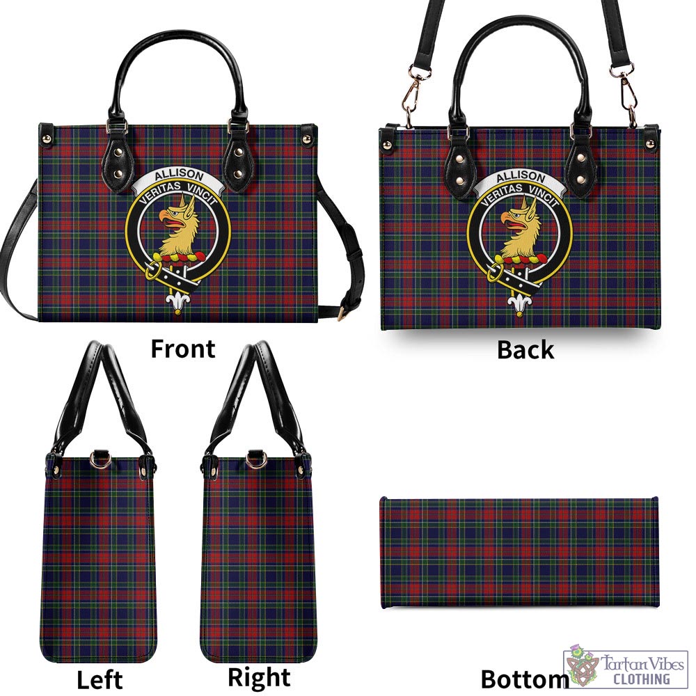 Tartan Vibes Clothing Allison Red Tartan Luxury Leather Handbags with Family Crest