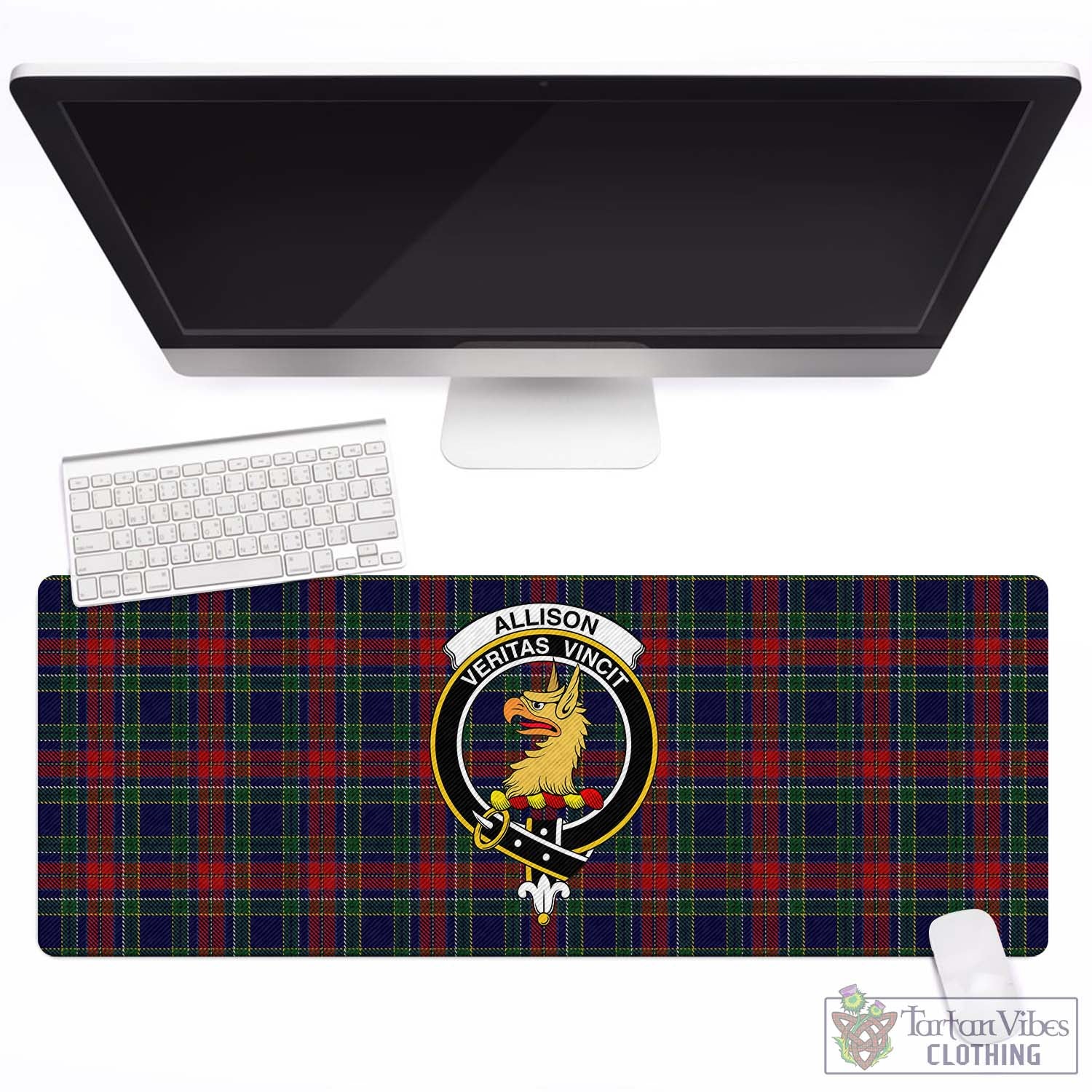 Tartan Vibes Clothing Allison Red Tartan Mouse Pad with Family Crest