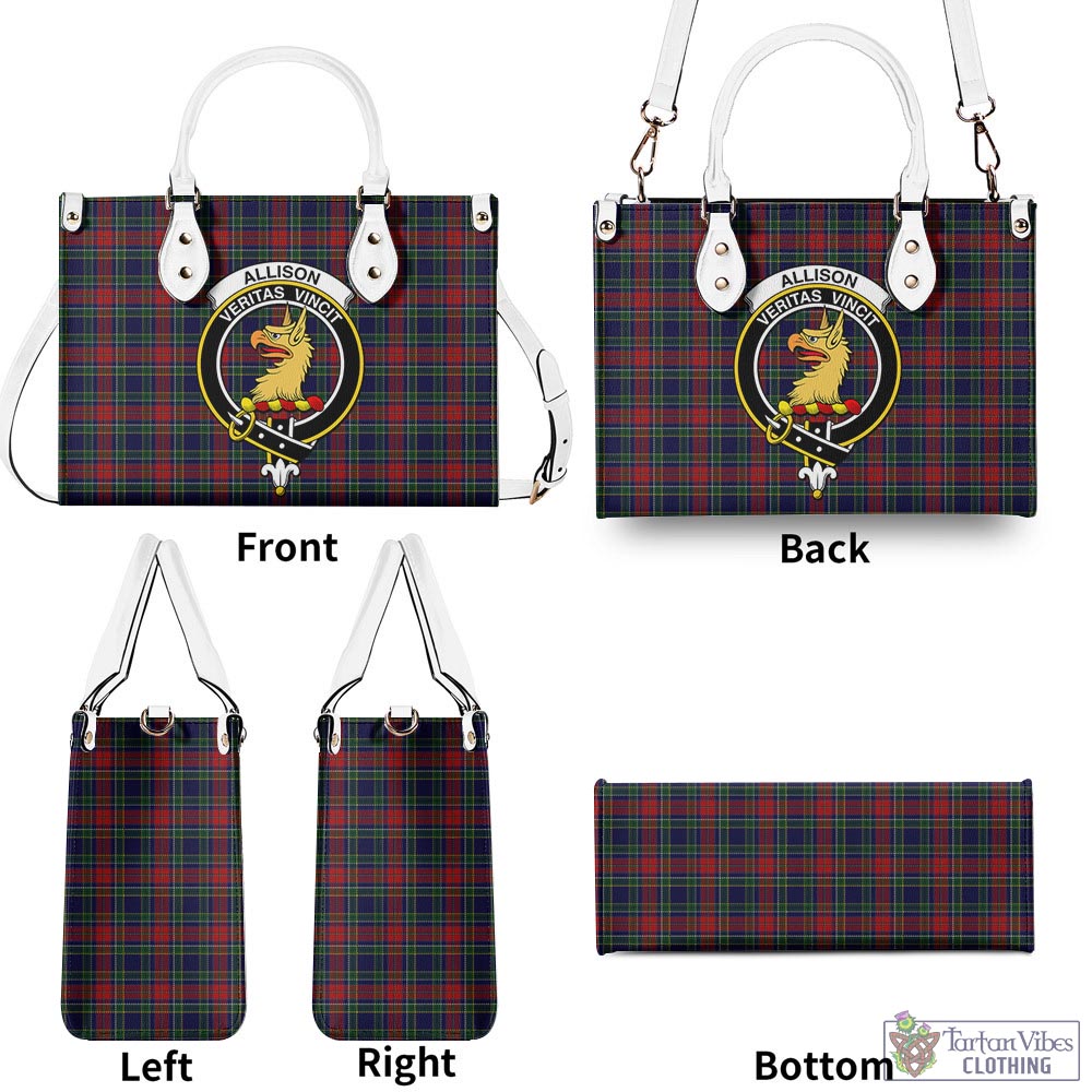 Tartan Vibes Clothing Allison Red Tartan Luxury Leather Handbags with Family Crest