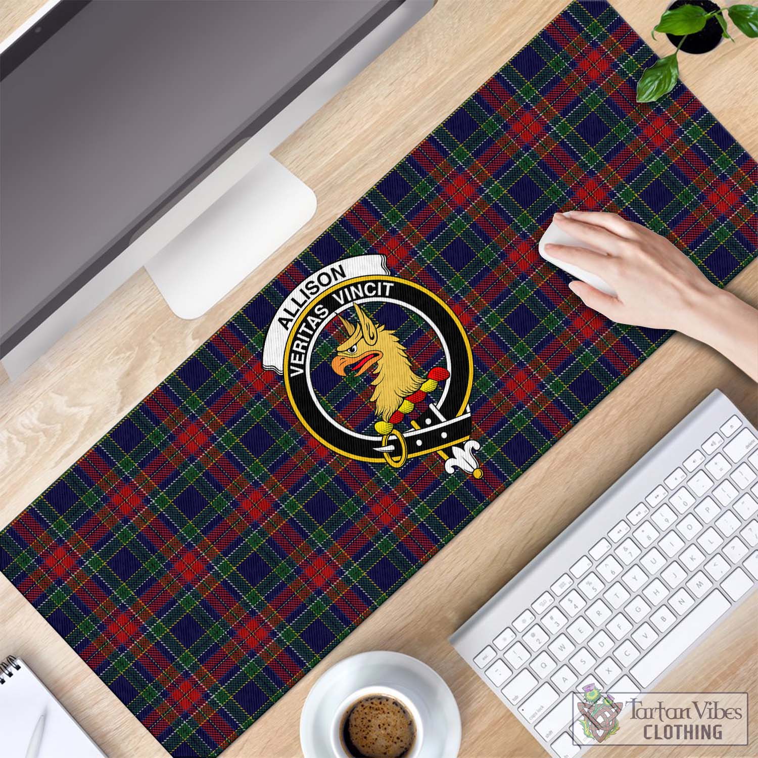 Tartan Vibes Clothing Allison Red Tartan Mouse Pad with Family Crest