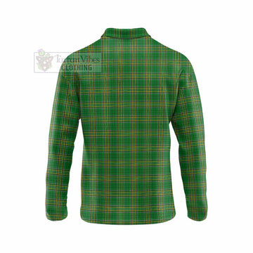 Allyn Irish Clan Tartan Long Sleeve Polo Shirt with Coat of Arms