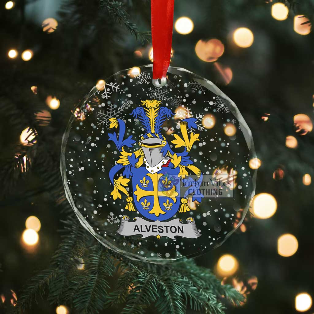 Alveston Irish Clan Christmas Glass Ornament with Coat of Arms - 2D-tartanvibesclothing