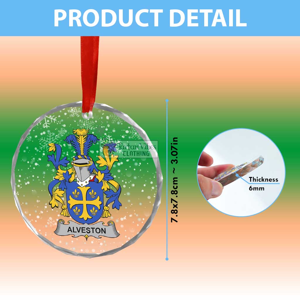Alveston Irish Clan Christmas Glass Ornament with Coat of Arms - 2D-tartanvibesclothing