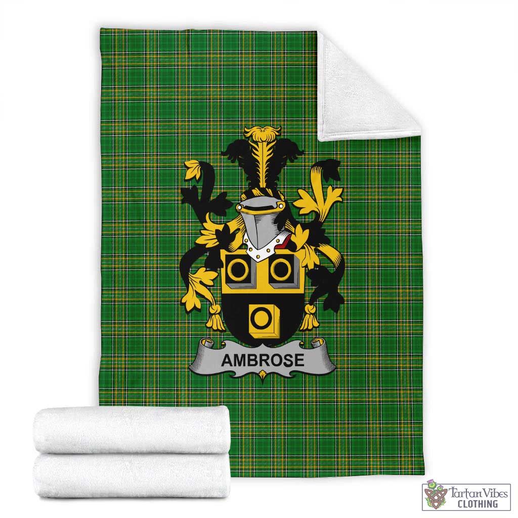 Ambrose Irish Clan Tartan Blanket with Coat of Arms X-Large 59 x 79 inches 150 x 200 cm - Tartan Vibes Clothing