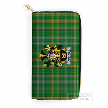 Ambrose Irish Clan Tartan Women's Leather Wallet with Coat of Arms One Size 19.7*10.5*3.5 cm - Tartan Vibes Clothing