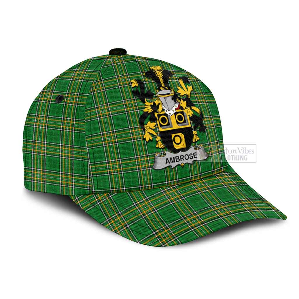 Tartan Vibes Clothing Ambrose Irish Clan Tartan Classic Cap with Coat of Arms