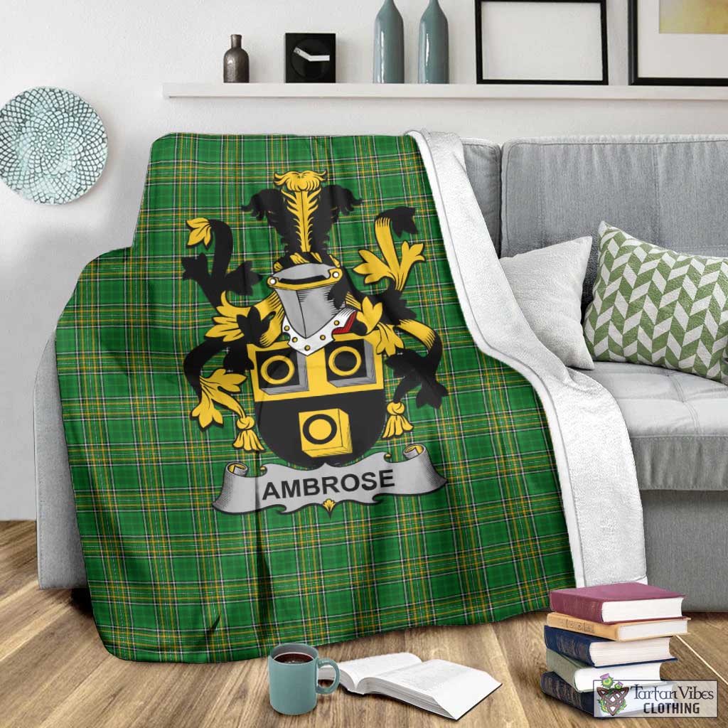 Ambrose Irish Clan Tartan Blanket with Coat of Arms - Tartan Vibes Clothing