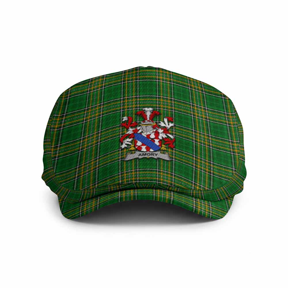 Amory Irish Clan Tartan Jeff Cap, Tartan Flat Cap with Coat of Arm Jeff Hat - Tartan Vibes Clothing