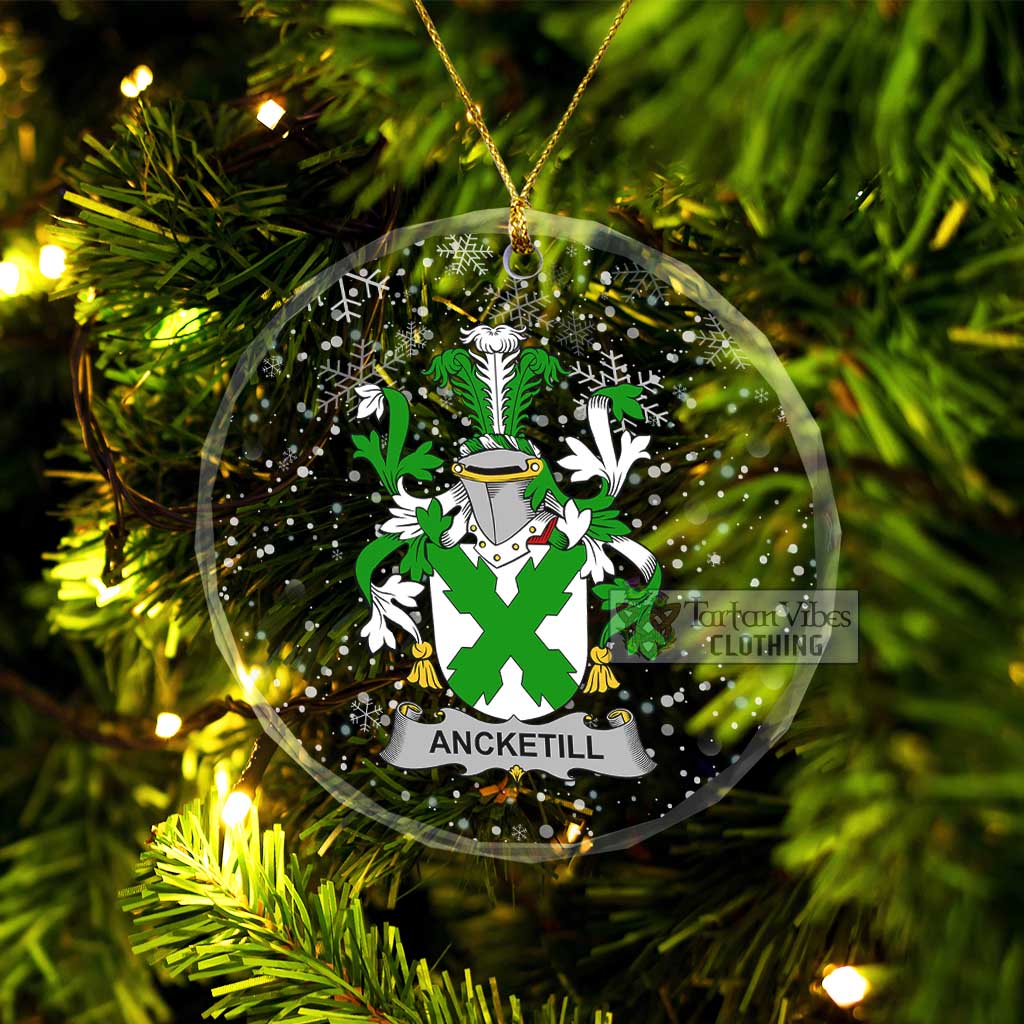 Tartan Vibes Clothing Ancketill Irish Clan Christmas Glass Ornament with Coat of Arms