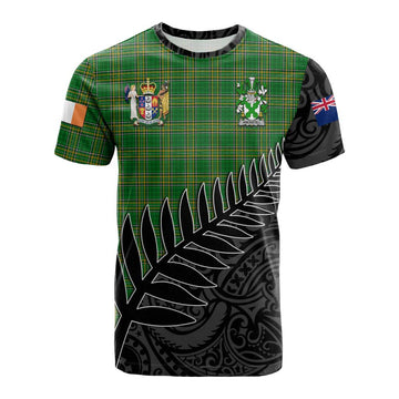 Ancketill Irish Clan Tartan Cotton T-shirt with Coat of Arms New Zealand Silver Fern Half Style