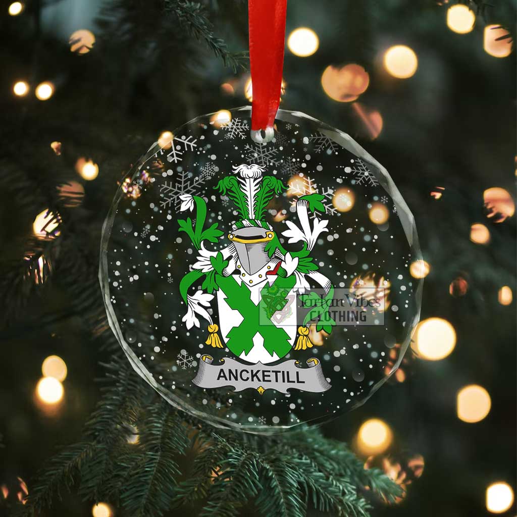 Tartan Vibes Clothing Ancketill Irish Clan Christmas Glass Ornament with Coat of Arms