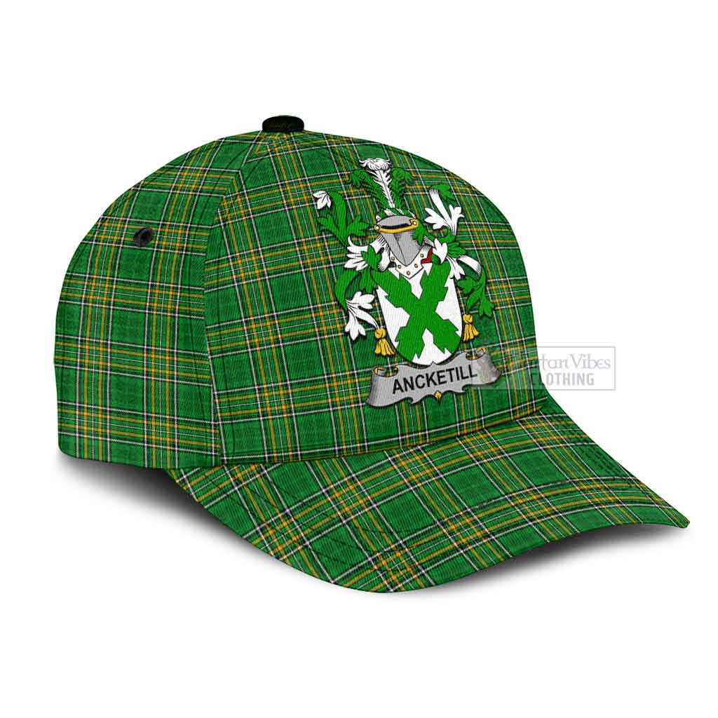 Tartan Vibes Clothing Ancketill Irish Clan Tartan Classic Cap with Coat of Arms